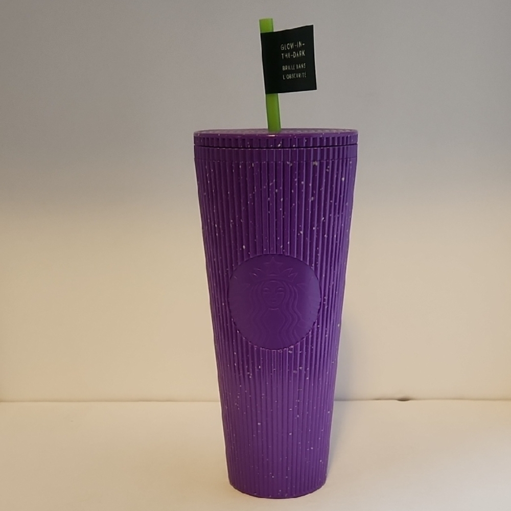 Starbucks Glow-in-the-Dark Purple Tumbler with Green Straw